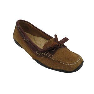 L.L. BEAN Women's Tan Suede Driving Loafers Size 7.5M Moccasins Tassels
